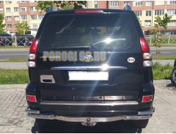 Защита заднего бампера угловая двойная под фаркоп d40/62 для Toyota Land Cruiser Prado 120 (2003-2009)