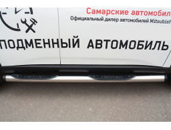 Пороги труба d76 с накладками (вариант 2)(1500-1800мм) MITSUBISHI OUTLANDER 2014-2015