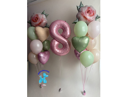 Набор воздушных  шаров "8 Марта" в нежных оттенках