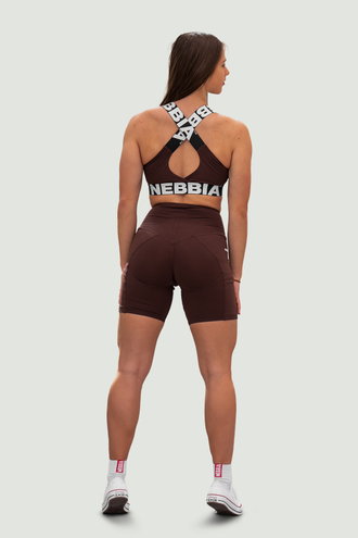 Топ MEDIUM-SUPPORT CRISS CROSS SPORTS BRA ICONIC 230 Шоколадный