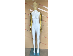 WG28B1 Манекен женский, с проволочной головой белый глянец+золото