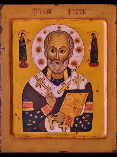 Николай Чудотворец. Рукописная икона.