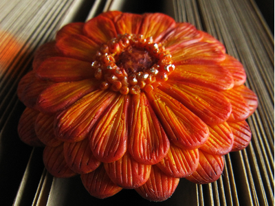 Необычное кольцо-цветок "Мандариновая Календула". Кольцо-календула