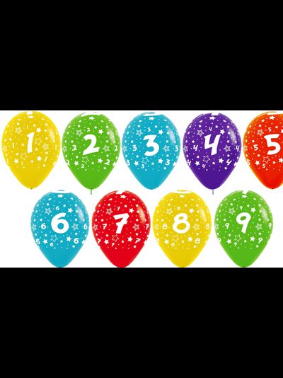Шар 33 см Цифра МИКС, Ассорти, Пастель
