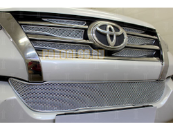 Защита радиатора Toyota Fortuner 2015- (6 частей) chrome верх PREMIUM