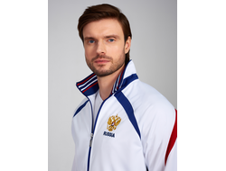 Cпортивный костюм мужской с символикой России (10SKM-335/1) (белый)