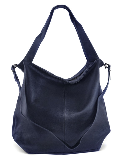 (АРТИКУЛ: 9728/82) СУМКА БОЛЬШАЯ, КОЖАНАЯ, ТЕМНО-СИНЯЯ, ДВЕ РУЧКИ И РЕМЕНЬ ЧЕРЕЗ ПЛЕЧО