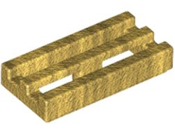 Tile, Modified 1 x 2 Grille with Bottom Groove / Lip, Pearl Gold (2412b / 4490599)