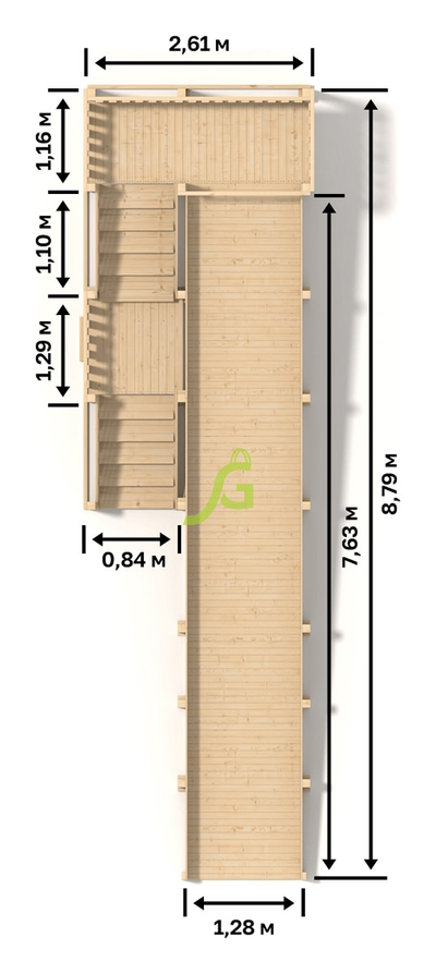 Зимняя горка "IgraGrad Snow Fox", скат 8 м, без окраски фото габариты