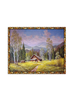Картина в раме на бумаге 140007 "Домик в лесу" 45*55 см.