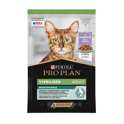 Pro Plan (ПроПлан) Sterilised Влажный корм для стерилизованных кошек и кастрированных котов, Индейка в желе, 85 г