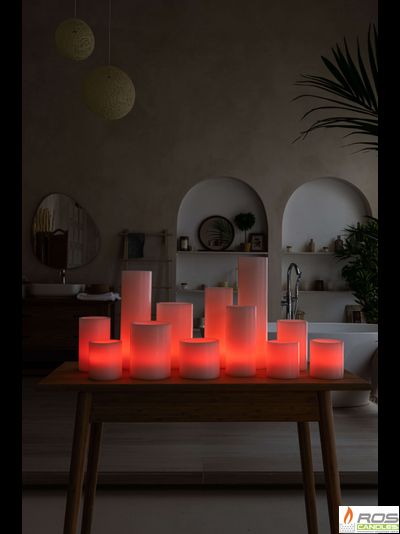 Большой набор LED свечей с парафиновыми плафонами, "Цветной"