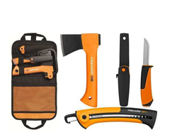 Топор Х5 + нож с точилкой+пила садовая в сумке Fiskars