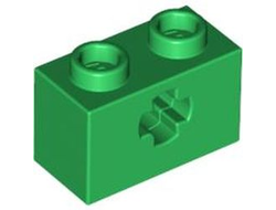Technic, Brick 1 x 2 with Axle Hole, Green (32064 / 4233489 / 6206248)