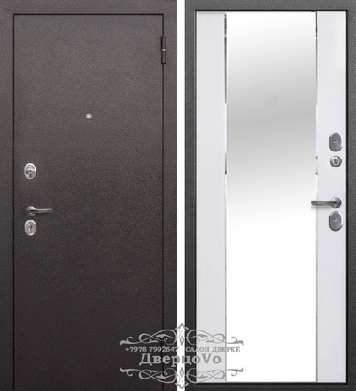 E-Trade.ТАЙГА 7 см. МЕДНЫЙ АНТИК/ ЭМАЛИТ БЕЛЫЙ-ЗЕРКАЛО с ФАЦЕТОМ