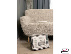 Чехол на 4хм диван Микрофибра Мираж бежевый. Защита мягкой мебели от животных.