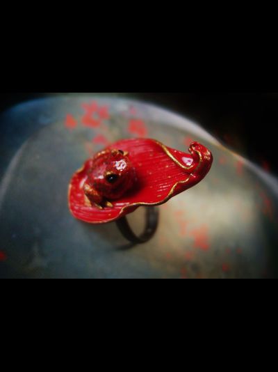 Кольцо с лягушкой на лепестке Червонной Муравы