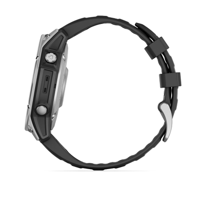 Умные часы Garmin Fenix E - 47 мм, AMOLED серебристый стальной безель, черный силиконовый ремешок (010-03025-00)