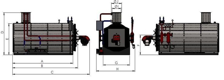 Габаритные размеры парогенератора D05-3000