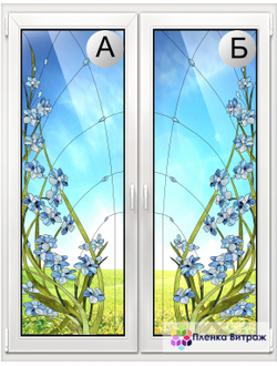 Витражная пленка, витражная пленка самоклеющаяся под заказ,пленочный витраж с цветочным рисунком