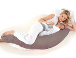 Подушка для беременных и кормления формы бумеранг размер 180 х 30 см (холлофайбер), наволочка сатин страйп цвет Шоколад