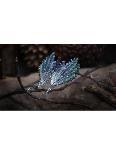 Серьги-крылья с капельками "Тайна Хрустального Леса", романтичный подарок девушке