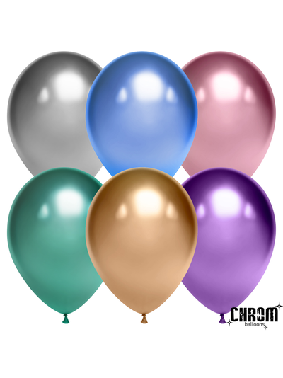 Шар 10&quot;/25см Хром, 50 шт, МИКС, Китай
