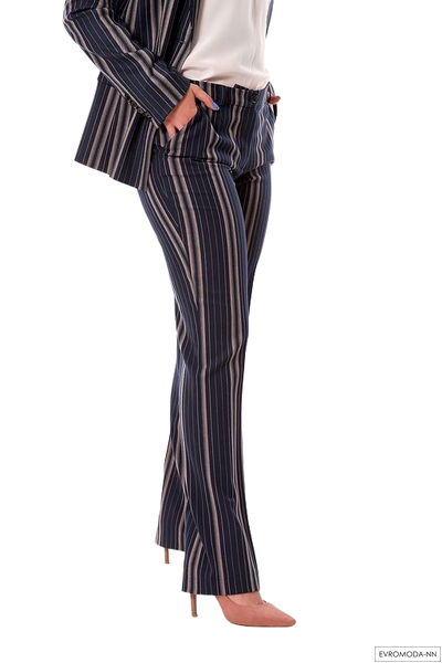 Брюки женские синие в полоску 3399 р.48 Pretty One