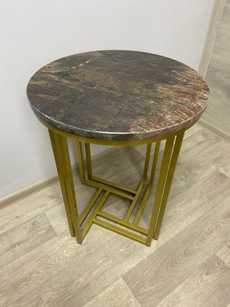 Журнальный столик со столешницей из гранита Lava Oro (450х450х550 мм, цвет подстолья золото) - 179