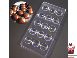 Форма для конфет Полусферы поликарбонат 3,2 см, 15 яч