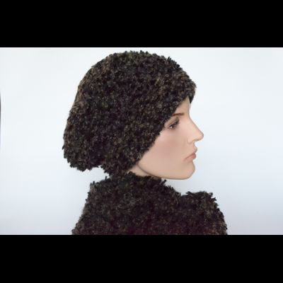 Модный женский комплект берет с шарфом Vizio Италия 6966 хаки