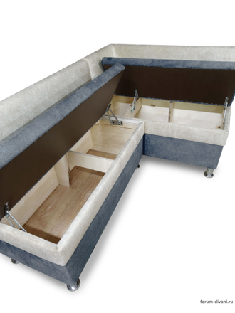 Кухонный угловой диван "Форум-4", Серый/Слоновая кость Правый