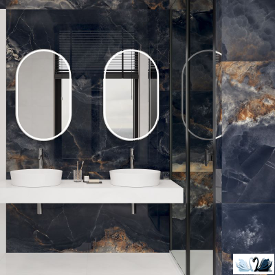 Керамогранит Ocean Ceramic Interstellar black 80 х 160 см полированный черный