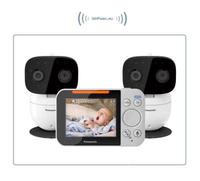 Видеоняня Panasonic KX-HN3001-X2. В комплекте монитор 3,5" и две поворотных видеокамеры, VGA