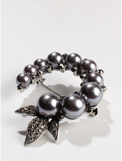Брошь "Венок с темным жемчугом "