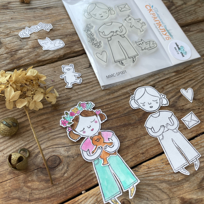 Набор штампов для скрапбукинга "Девочка-лето"