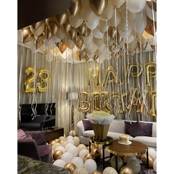 Шары под потолок, оформление комнаты белый с золотом (шары воздух в подарок)