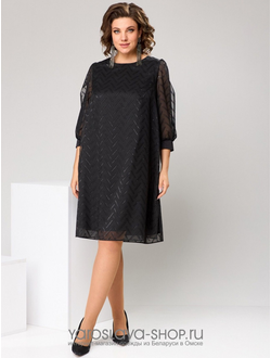 Модель: 1-2628. Платье женское, А-силуэта в черном оттенке