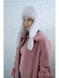 Ушанка "Норд" цвет жемчуг + жемчуг