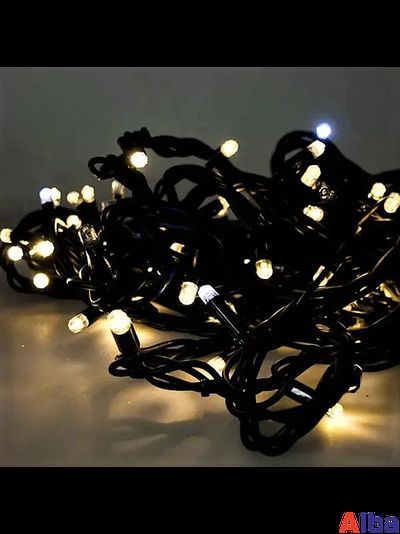 Гирлянда-нить 10 м, 220В, ТЕПЛЫЙ БЕЛЫЙ, IP 65 резина, с мерцанием