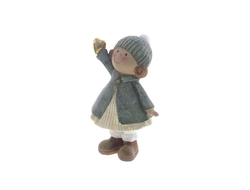 Фигурка декоративная , зеленая девочка сердце в одной руке