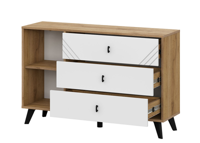 Байкал Комод 3 ящика со створкой Дуб Золотой/Белый матовый