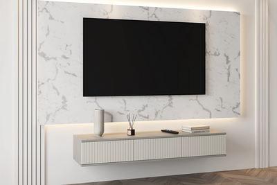 Селена ТМ-002 Тумба под ТВ шиншилла серая / матовая кварц грей софт