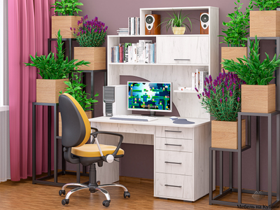 СК-56 рабочий стол с надстройкой Крафт светлый