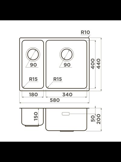 Мойка OMOIKIRI TADZAVA 58-2-U/I-IN ULTRA 15 IN-R