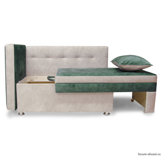 Кушетка Лилия, Зеленая/Слоновая кость Левая