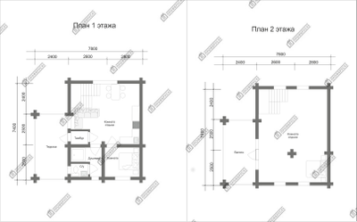 Дом из оцилиндрованного бревна "Владимир", 80 м2
