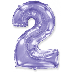 Воздушный шар фольгированный "Цифра 2. Сиреневый" (Испания) 102 см.