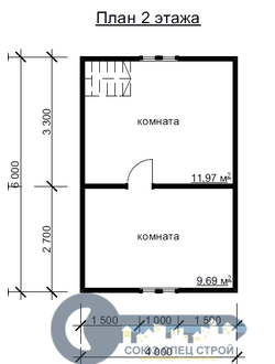 Б-19 ГАБАРИТНЫЕ РАЗМЕРЫ: (6Х6М) 2 ЭТАЖА, ОБЩАЯ ПЛОЩАДЬ: 60М²