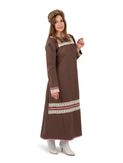 Платье "Осинка" из крапивы - кофе